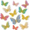Zarwani 12pcs 3D Home Decor Butterfly with Sticking Pad Multicolor Glitter Butterfly (Set of 1 12pcs)